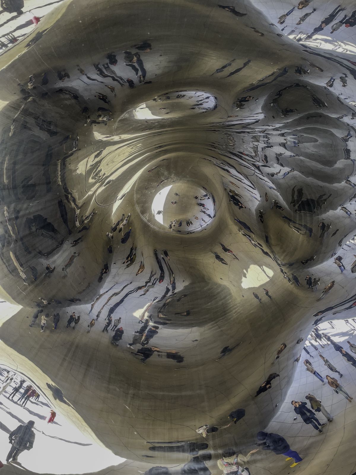 Looking straight up from under The Bean in Chicago.